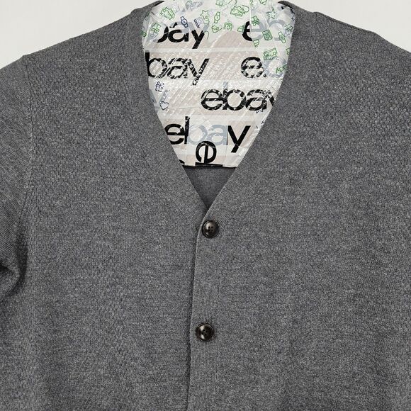 Pj‎ Paul Jones Cardigan Sweater Mens Large Collar Gray Long Sleeve Casual Preppy - Picture 2 of 10